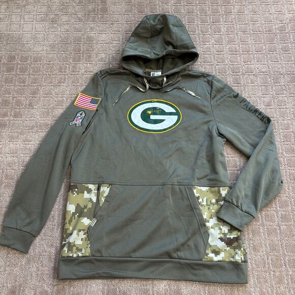 Nike Green Bay Packers Salute to Service Hoodie Mens L Military NFL Sweatshirt - Picture 1 of 8